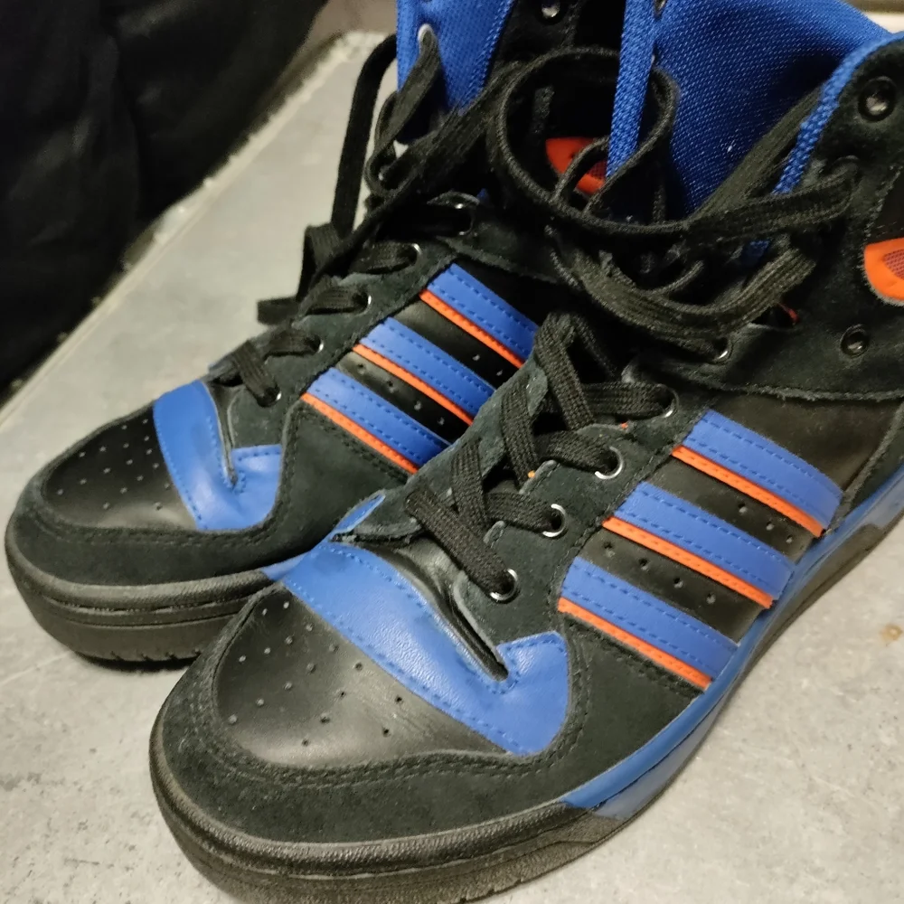 Adidas Patrick Ewing 8.5 hi-top basketball sneakers leather suede blue orange - Picture 4 of 15